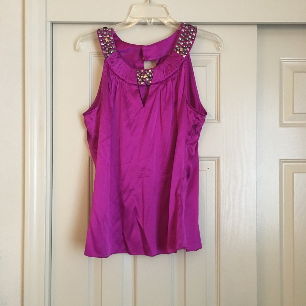 Caché Pink Silk Top Size Large